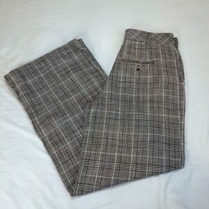 Maeve Checkered Wide Leg Pants in Brown and White